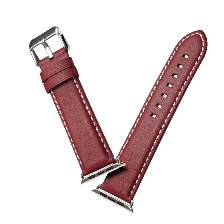 Denior Environmental Luxury Car Watch Leather Watch Band for Apple Watch Ultra 49mm&Watch Ultra 2 49mm / Series 10 46mm / 9&8&7 45mm / SE 3&SE 2&6&SE&5&4 44mm / 3&2&1 42mm(Dark Red) - Watch Bands by Denior | Online Shopping UK | buy2fix