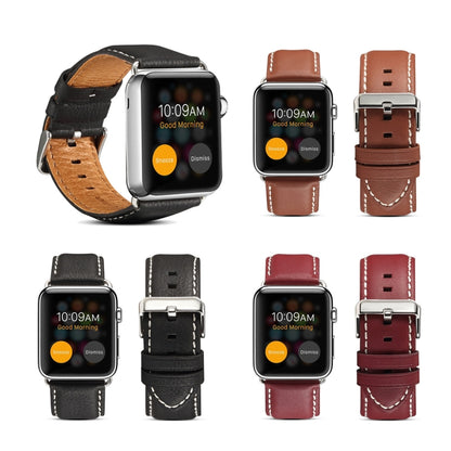 Denior Environmental Luxury Car Watch Leather Watch Band for Apple Watch Series 10 42mm / 9&8&7 41mm / SE 3&SE 2&6&SE&5&4 40mm / 3&2&1 38mm(Dark Red) - Watch Bands by Denior | Online Shopping UK | buy2fix