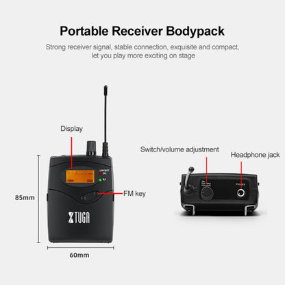 XTUGA IEM1200 Wireless Transmitter 6 Bodypack Stage Singer In-Ear Monitor System (UK Plug) - Microphone by XTUGA | Online Shopping UK | buy2fix