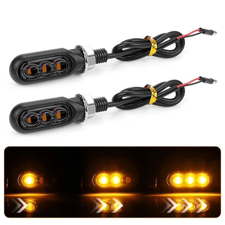 2pcs 12V 3LEDs Motorcycle Mini Water Turn Signal Light (Black) - Signal Lights by buy2fix | Online Shopping UK | buy2fix