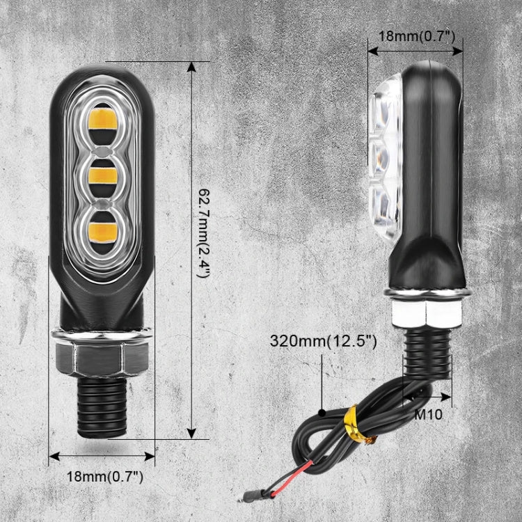 2pcs 12V 3LEDs Motorcycle Mini Water Turn Signal Light (Black) - Signal Lights by buy2fix | Online Shopping UK | buy2fix