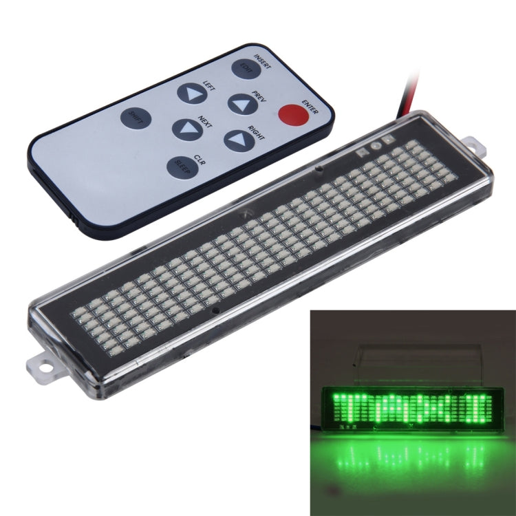 DC 12V Car LED Programmable Showcase Message Sign Scrolling Display Lighting Board with Remote Control (Green Light) - Car Monitor by buy2fix | Online Shopping UK | buy2fix