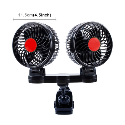 HUXIN HX-T606E 12W 360 Degree Adjustable Rotation Clip Two Head Low Noise Mini Electric Car Fan with Roller Switch, DC24V - Heating & Fans by buy2fix | Online Shopping UK | buy2fix
