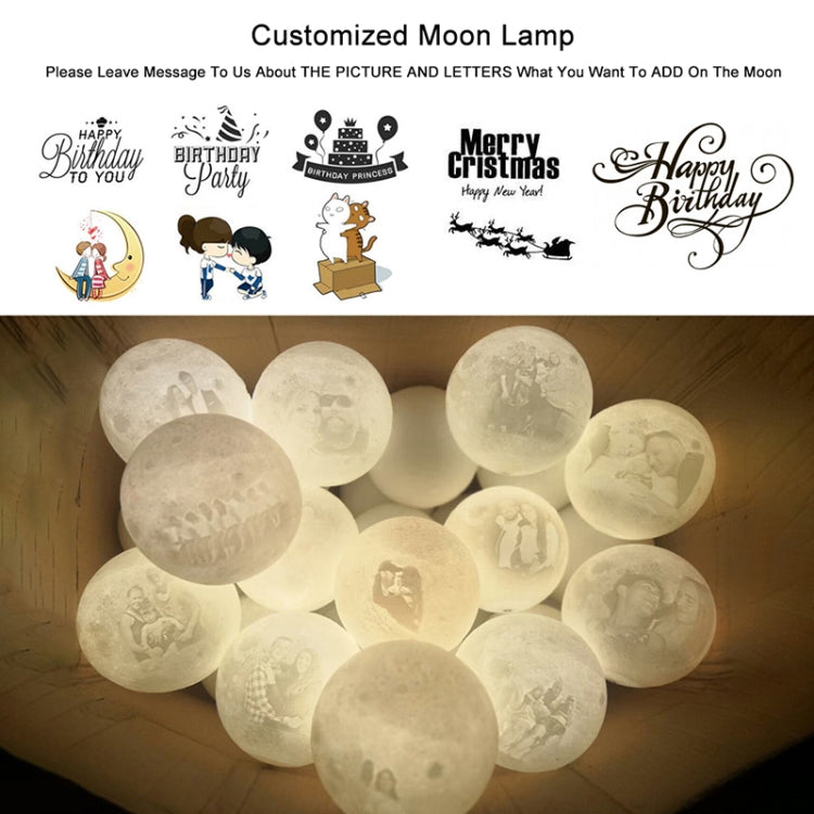 Customized Touch Switch 3-color 3D Print Moon Lamp USB Charging Energy-saving LED Night Light with Wooden Holder Base, Diameter:13cm - Night Lights by buy2fix | Online Shopping UK | buy2fix