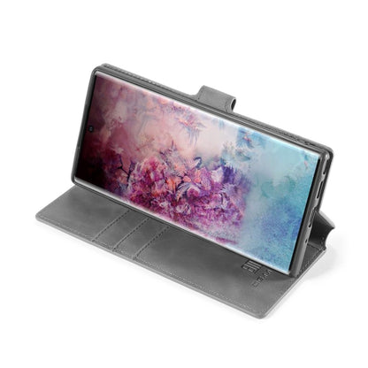 DG.MING Retro Oil Side Horizontal Flip Case with Holder & Card Slots & Wallet for Galaxy Note 10+(Grey) - Galaxy Phone Cases by DG.MING | Online Shopping UK | buy2fix