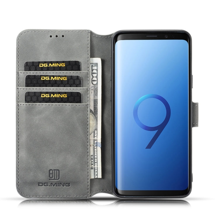 DG.MING Retro Oil Side Horizontal Flip Case with Holder & Card Slots & Wallet for Galaxy S9+(Grey) - Galaxy Phone Cases by DG.MING | Online Shopping UK | buy2fix