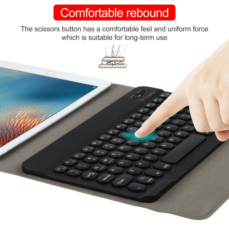 Universal Round Keys Detachable Bluetooth Keyboard + Leather Tablet Case without Touchpad for iPad 9-10 inch, Specification:Black Keyboard(Black) - Universal by buy2fix | Online Shopping UK | buy2fix