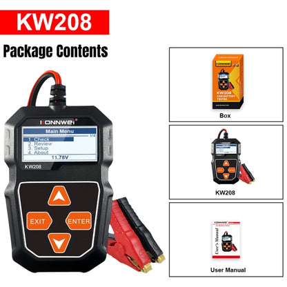 KONNWEI KW208 Car TFT Color Screen Battery Tester Support 8 Languages - Code Readers & Scan Tools by KONNWEI | Online Shopping UK | buy2fix