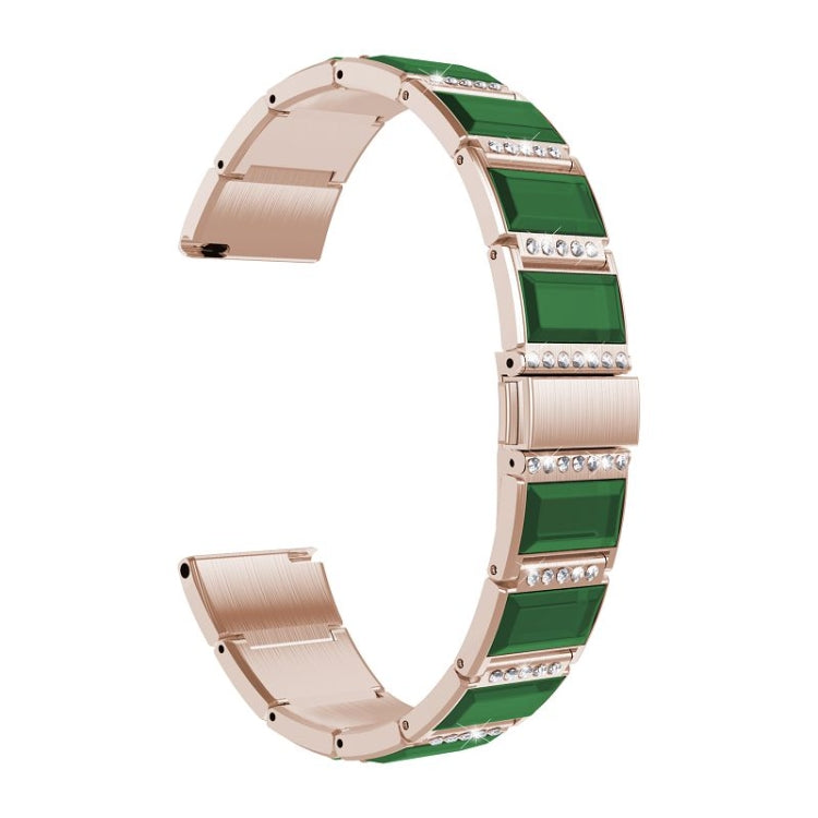 For Samsung Galaxy Watch Active2 44mm / Watch Active2 40mm / Watch Active Stainless Steel Diamond Encrusted Watch Band(Gold+Green) - Watch Bands by buy2fix | Online Shopping UK | buy2fix