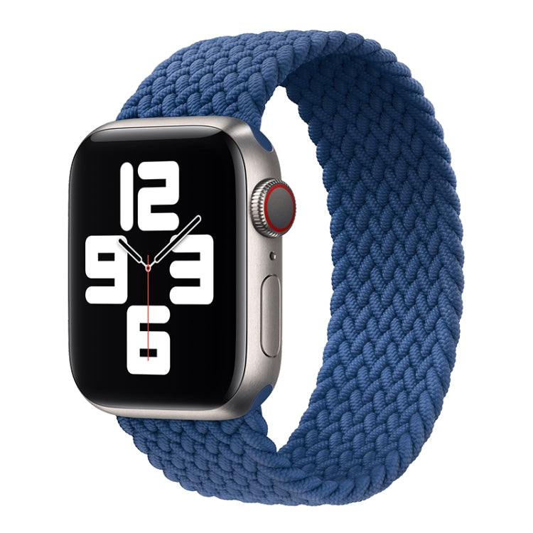 Metal Head Braided Nylon Solid Color Watch Band For Apple Watch Ultra 49mm&Watch Ultra 2 49mm / Series 9&8&7 45mm / SE 3&SE 2&6&SE&5&4 44mm / 3&2&1 42mm, Size:L 165mm(Cold Sea Blue) - Watch Bands by buy2fix | Online Shopping UK | buy2fix