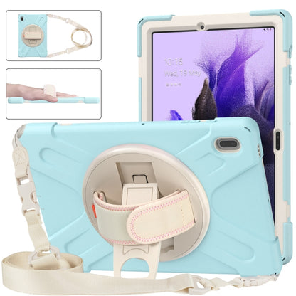 For Samsung Galaxy Tab S7 FE T730 / S7+ / S9+ /S8+ Silicone + PC Protective Case with Holder & Shoulder Strap(Ice Blue) - Other Galaxy Tab PC by buy2fix | Online Shopping UK | buy2fix