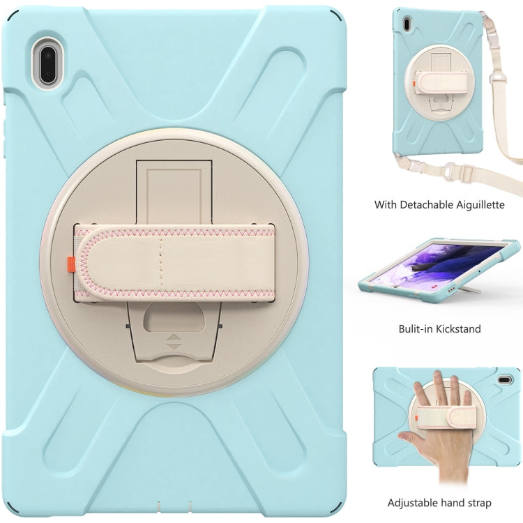 For Samsung Galaxy Tab S7 FE T730 / S7+ / S9+ /S8+ Silicone + PC Protective Case with Holder & Shoulder Strap(Ice Blue) - Other Galaxy Tab PC by buy2fix | Online Shopping UK | buy2fix