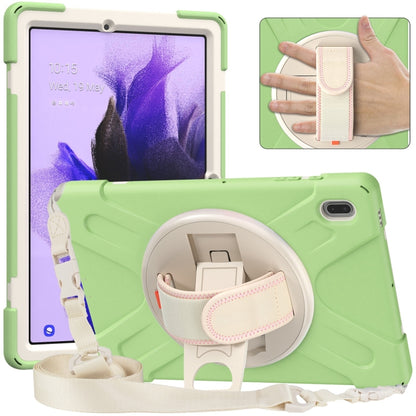 For Samsung Galaxy Tab S7 FE T730 / S7+ / S9+ /S8+ Silicone + PC Protective Case with Holder & Shoulder Strap(Matcha Green) - Other Galaxy Tab PC by buy2fix | Online Shopping UK | buy2fix