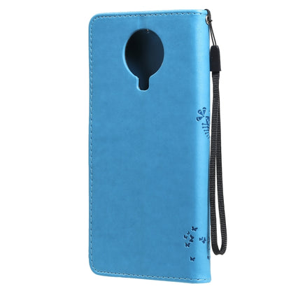 For Nokia G10 Tree & Cat Pattern Pressed Printing Horizontal Flip PU Leather Case with Holder & Card Slots & Wallet & Lanyard(Blue) - Nokia Cases by buy2fix | Online Shopping UK | buy2fix