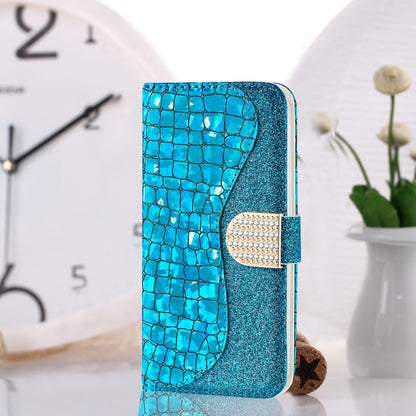 For iPhone 13 Pro Max Laser Glitter Powder Matching Crocodile Texture Horizontal Flip Leather Case with Card Slots & Holder & Wallet (Blue) - iPhone 13 Pro Max Cases by buy2fix | Online Shopping UK | buy2fix