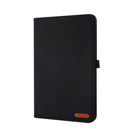 For Lenovo Tab K10 Fabric Texture Horizontal Flip TPU Leather Case with Holder(Black) - Lenovo by buy2fix | Online Shopping UK | buy2fix