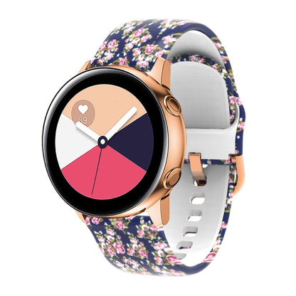 For Samsung Galaxy Watch 46mm Silicone Printing Watch Band(Blue Pink Rose) - Watch Bands by buy2fix | Online Shopping UK | buy2fix