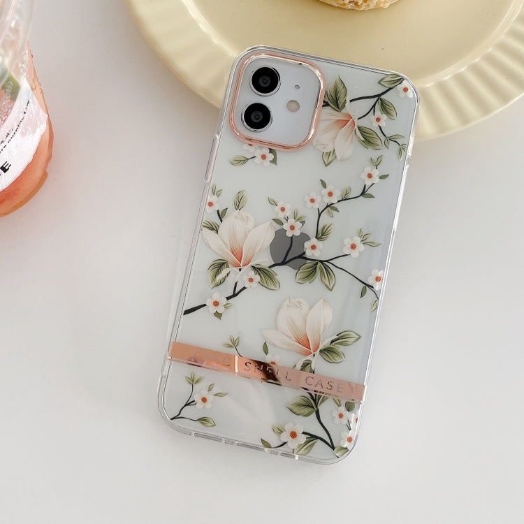 For iPhone 11 Pro Max High Translucent Electroplating Flower Pattern TPU + PC Shockproof Case (Magnolia) - iPhone 11 Pro Max Cases by buy2fix | Online Shopping UK | buy2fix