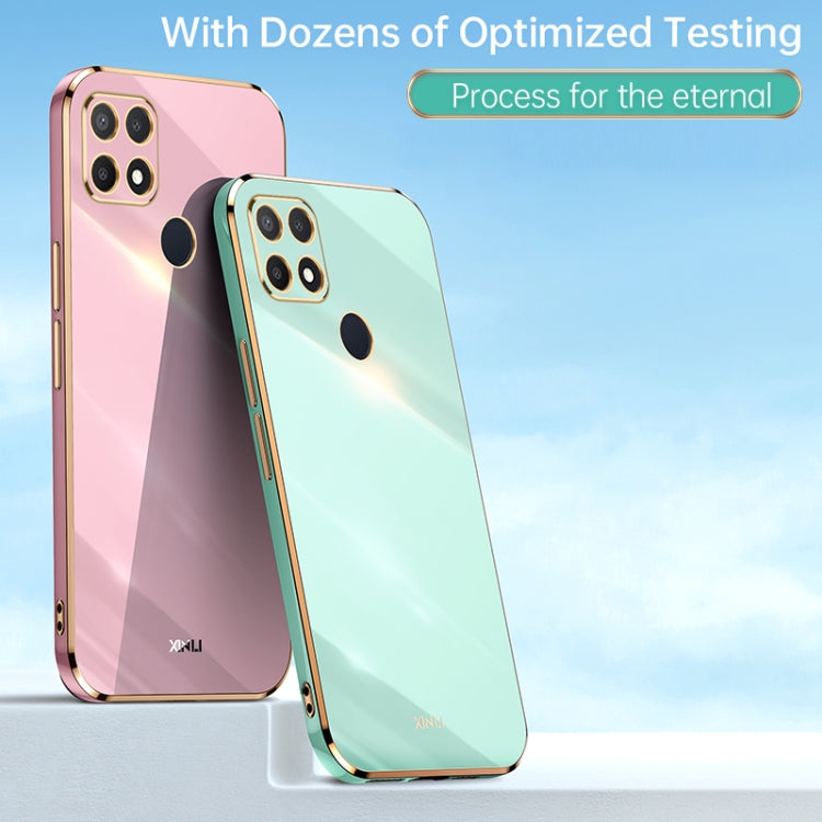 For OPPO A15 XINLI Straight 6D Plating Gold Edge TPU Shockproof Case(Pink) - OPPO Cases by XINLI | Online Shopping UK | buy2fix