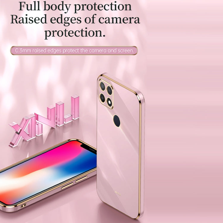 For OPPO A15 XINLI Straight 6D Plating Gold Edge TPU Shockproof Case(Mint Green) - OPPO Cases by XINLI | Online Shopping UK | buy2fix