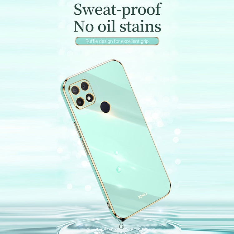 For OPPO A15 XINLI Straight 6D Plating Gold Edge TPU Shockproof Case(Mint Green) - OPPO Cases by XINLI | Online Shopping UK | buy2fix