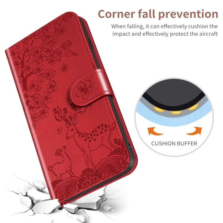 For Xiaomi Redmi Note 8 Sika Deer Embossing Pattern Horizontal Flip PU Leather Case with Holder & Card Slot & Wallet & Photo Frame(Red) - Xiaomi Cases by buy2fix | Online Shopping UK | buy2fix