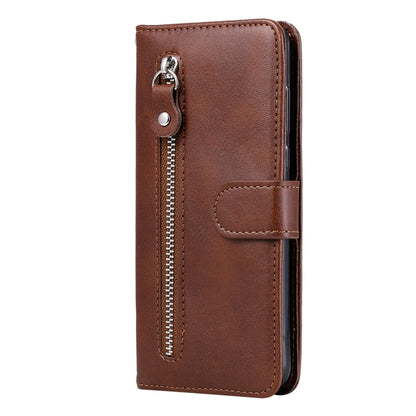 For OnePlus Nord CE 5G Fashion Calf Texture Zipper Horizontal Flip Leather Case with Stand & Card Slots & Wallet Function(Brown) - OnePlus Cases by buy2fix | Online Shopping UK | buy2fix