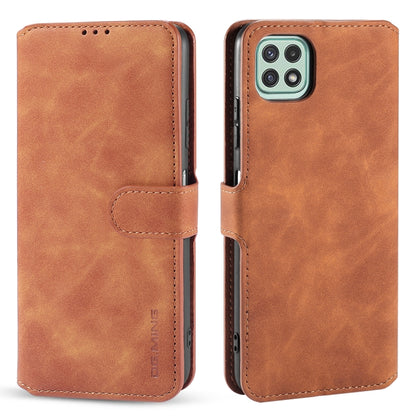 For Samsung Galaxy A22 5G DG.MING Retro Oil Side Horizontal Flip Leather Case with Holder & Card Slots & Wallet(Brown) - Galaxy Phone Cases by DG.MING | Online Shopping UK | buy2fix