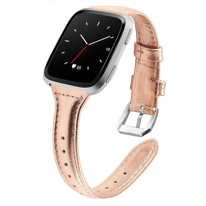 For Fitbit Versa 2 Smart Watch Leather Watch Band, Shrink Version(Rose Gold) - Watch Bands by buy2fix | Online Shopping UK | buy2fix