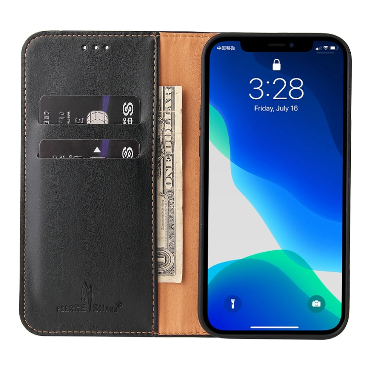 For iPhone 13 Pro Fierre Shann PU Leather Texture Horizontal Flip Leather Case with Holder & Card Slots & Wallet (Black) - iPhone 13 Pro Cases by FIERRE SHANN | Online Shopping UK | buy2fix