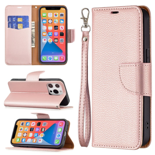 For iPhone 13 Pro Max Litchi Texture Pure Color Horizontal Flip Leather Case with Holder & Card Slots & Wallet & Lanyard (Rose Gold) - iPhone 13 Pro Max Cases by buy2fix | Online Shopping UK | buy2fix