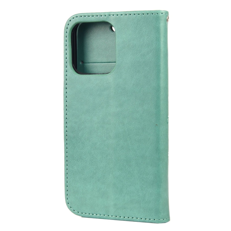 For iPhone 13 Pro Max Butterfly Flower Pattern Horizontal Flip Leather Case with Holder & Card Slots & Wallet (Green) - iPhone 13 Pro Max Cases by buy2fix | Online Shopping UK | buy2fix