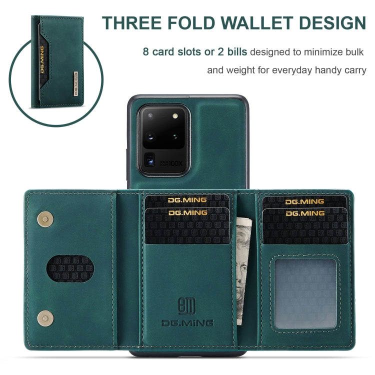 For Samsung Galaxy S20 Ultra DG.MING M2 Series 3-Fold Multi Card Bag Back Cover Shockproof Case with Wallet & Holder Function(Green) - Galaxy Phone Cases by DG.MING | Online Shopping UK | buy2fix