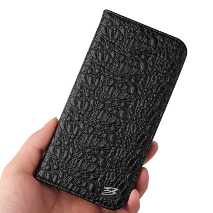 For iPhone 13 Pro Max Fierre Shann Crocodile Texture Magnetic Horizontal Flip Genuine Leather Case with Holder & Card Slot (Black) - iPhone 13 Pro Max Cases by FIERRE SHANN | Online Shopping UK | buy2fix