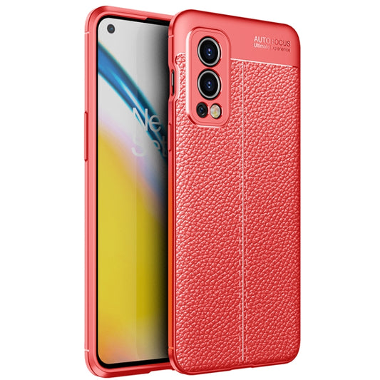 For OnePlus Nord 2 5G Litchi Texture TPU Shockproof Case(Red) - OnePlus Cases by buy2fix | Online Shopping UK | buy2fix