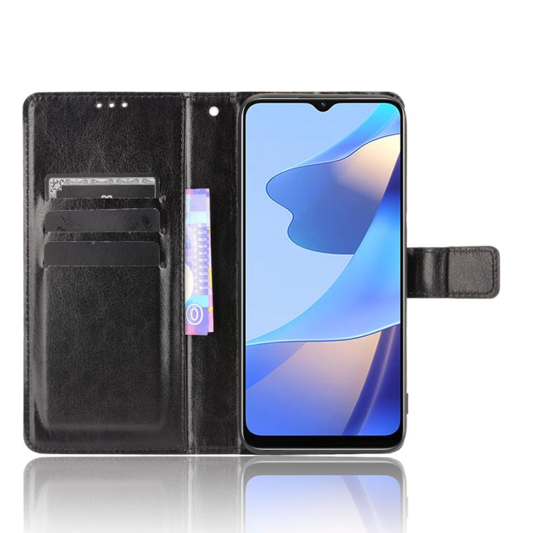 For OPPO A16 Crazy Horse Texture Horizontal Flip Leather Case with Holder & Card Slots & Lanyard(Black) - OPPO Cases by buy2fix | Online Shopping UK | buy2fix