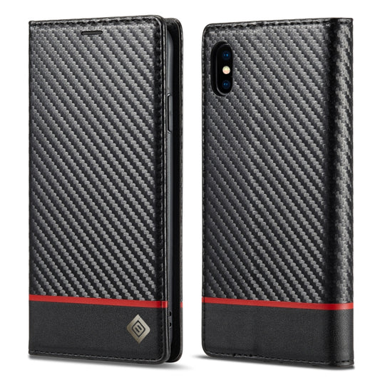 For iPhone X / XS LC.IMEEKE Carbon Fiber PU + TPU Horizontal Flip Leather Case with Holder & Card Slot & Wallet(Horizontal Black) - More iPhone Cases by LC.IMEEKE | Online Shopping UK | buy2fix