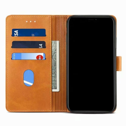 For iPhone 13 GUSSIM Business Style Horizontal Flip Leather Case with Holder & Card Slots & Wallet(Khaki) - iPhone 13 Cases by GUSSIM | Online Shopping UK | buy2fix
