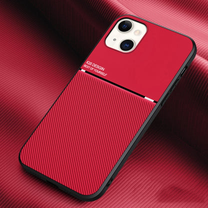 For iPhone 13 Classic Tilt Strip Grain Magnetic Shockproof PC + TPU Case(Red) - iPhone 13 Cases by buy2fix | Online Shopping UK | buy2fix