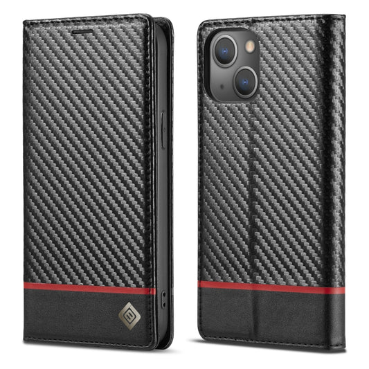 For iPhone 13 mini LC.IMEEKE Carbon Fiber PU + TPU Horizontal Flip Leather Case with Holder & Card Slot & Wallet (Horizontal Black) - iPhone 13 mini Cases by LC.IMEEKE | Online Shopping UK | buy2fix