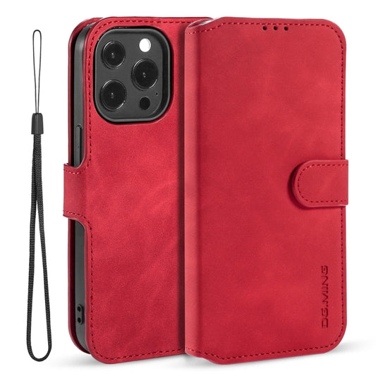 For iPhone 13 Pro DG.MING Retro Oil Side Horizontal Flip Leather Case with Holder & Card Slots & Wallet (Red) - iPhone 13 Pro Cases by DG.MING | Online Shopping UK | buy2fix