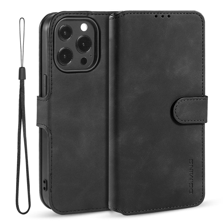 For iPhone 13 Pro Max DG.MING Retro Oil Side Horizontal Flip Leather Case with Holder & Card Slots & Wallet (Black) - iPhone 13 Pro Max Cases by DG.MING | Online Shopping UK | buy2fix