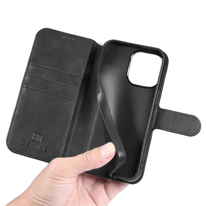 For iPhone 13 Pro Max DG.MING Retro Oil Side Horizontal Flip Leather Case with Holder & Card Slots & Wallet (Black) - iPhone 13 Pro Max Cases by DG.MING | Online Shopping UK | buy2fix