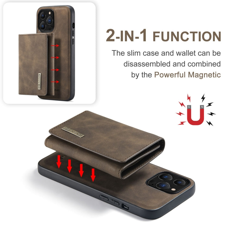 For iPhone 13 Pro Max DG.MING M1 Series 3-Fold Multi Card Wallet Shockproof Case with Holder Function (Coffee) - iPhone 13 Pro Max Cases by DG.MING | Online Shopping UK | buy2fix