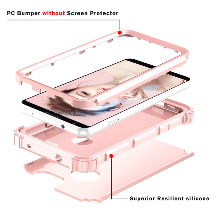 For Google Pixel 3a 3 in 1 Shockproof PC + Silicone Protective Case(Rose Gold) - Google Cases by buy2fix | Online Shopping UK | buy2fix