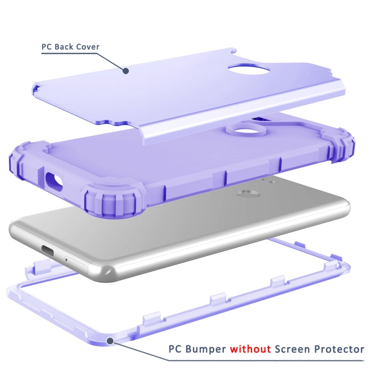 For Google Pixel 3 3 in 1 Shockproof PC + Silicone Protective Case(Purple) - Google Cases by buy2fix | Online Shopping UK | buy2fix