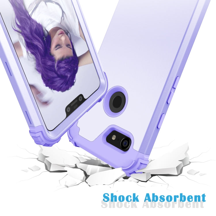 For Google Pixel 3 XL 3 in 1 Shockproof PC + Silicone Protective Case(Purple) - Google Cases by buy2fix | Online Shopping UK | buy2fix