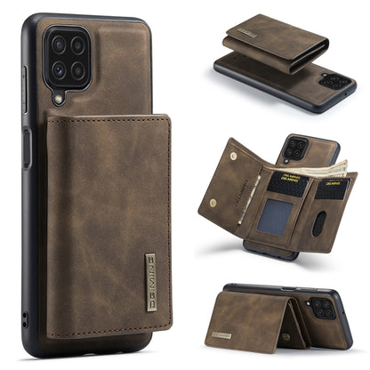 DG.MING M1 Series 3-Fold Multi Card Wallet  Back Cover Shockproof Case with Holder Function For Samsung Galaxy A22 4G(Coffee) - Galaxy Phone Cases by DG.MING | Online Shopping UK | buy2fix