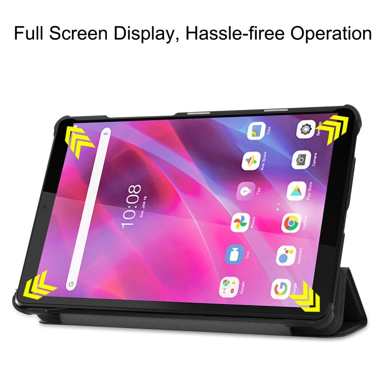 For Lenovo Tab M8 3rd Gen Custer Texture Horizontal Flip Leather Case with Three-folding Holder(Black) - Lenovo by buy2fix | Online Shopping UK | buy2fix