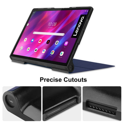 For Lenovo Yoga Tab 11 / YT-J706X Custer Texture Horizontal Flip PU Leather Case with Holder & Sleep / Wake-up Function(Dark Blue) - Lenovo by buy2fix | Online Shopping UK | buy2fix